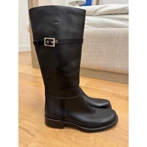 New Prada Black Leather Riding Boots Size 36 $1200